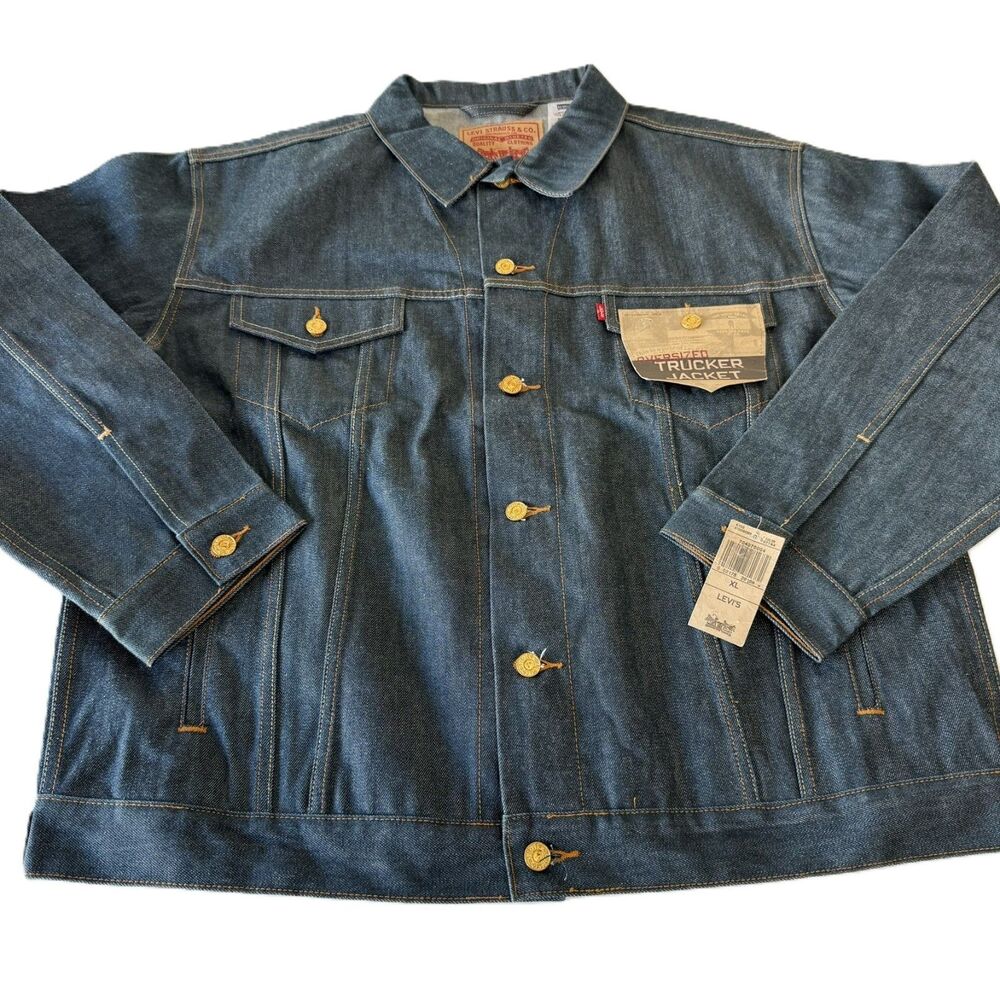 Vintage Levi’s Oversize Trucker Jacket XL Deadstock Gold Button Rigid NWT 70407